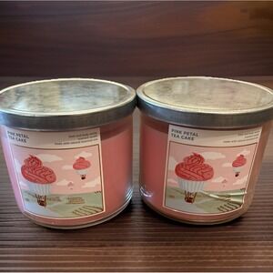 Bath Body Works Candle PINK PETAL TEA CAKE 3 Wick 14.5 oz Candle Bakery Floral